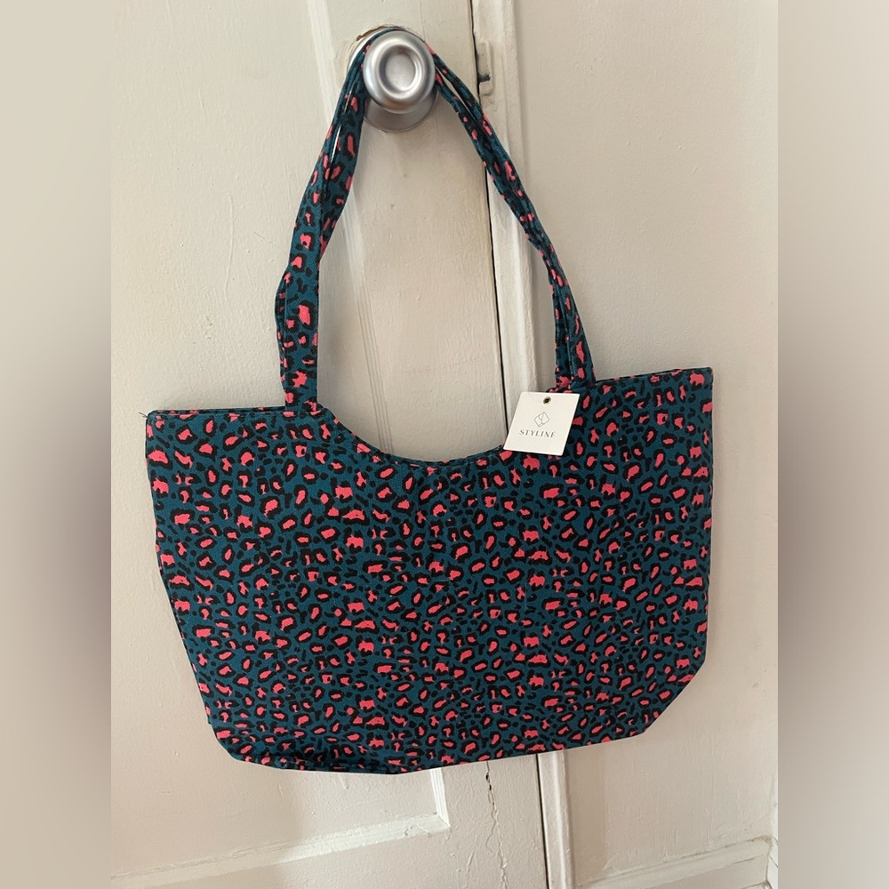 Teal & Pink Leopard Tote NWT